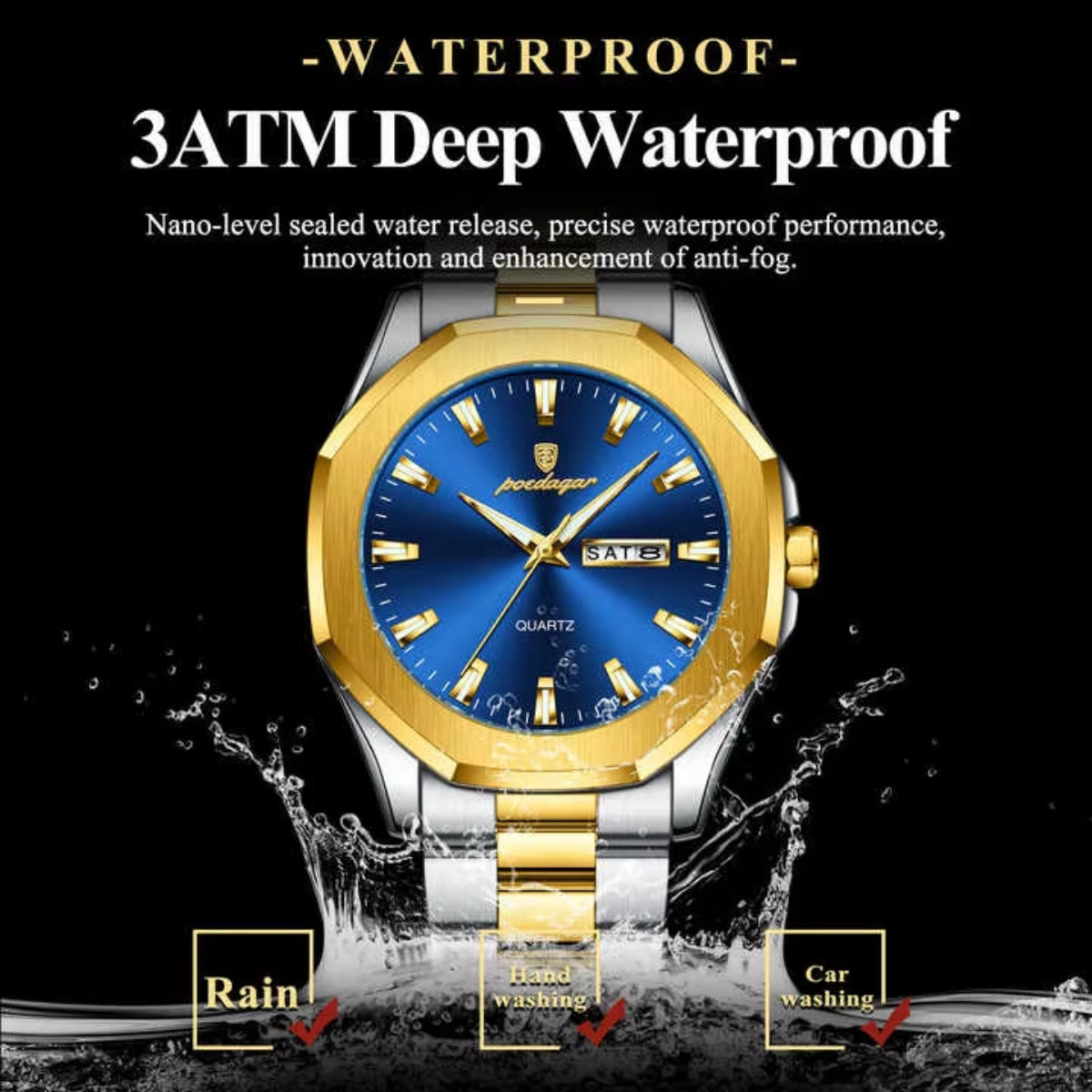Luminous Original Stainless Steel Sport Waterproof Quartz Watches