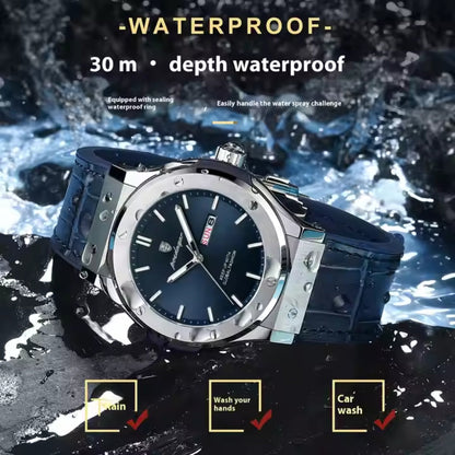 Fashion Quartz Luminous Date Calendar Leather Strap Watches
