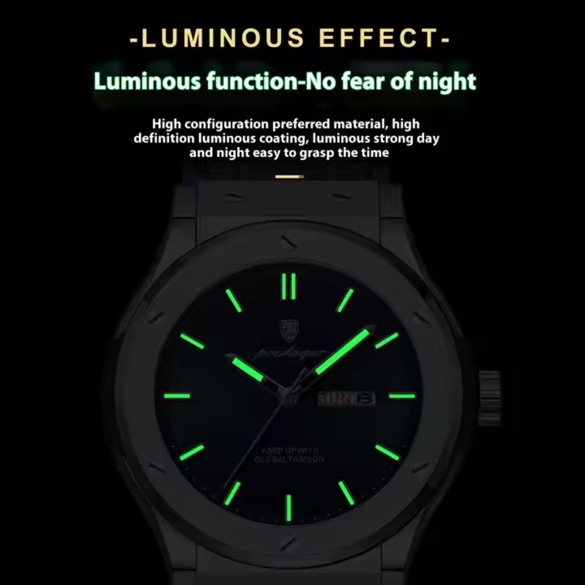 Fashion Quartz Luminous Date Calendar Leather Strap Watches