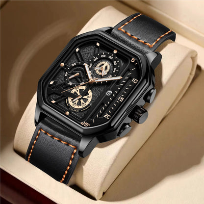Classic Square Business Sports Quartz Men's Leather Watches