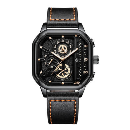 Classic Square Business Sports Quartz Men's Leather Watches