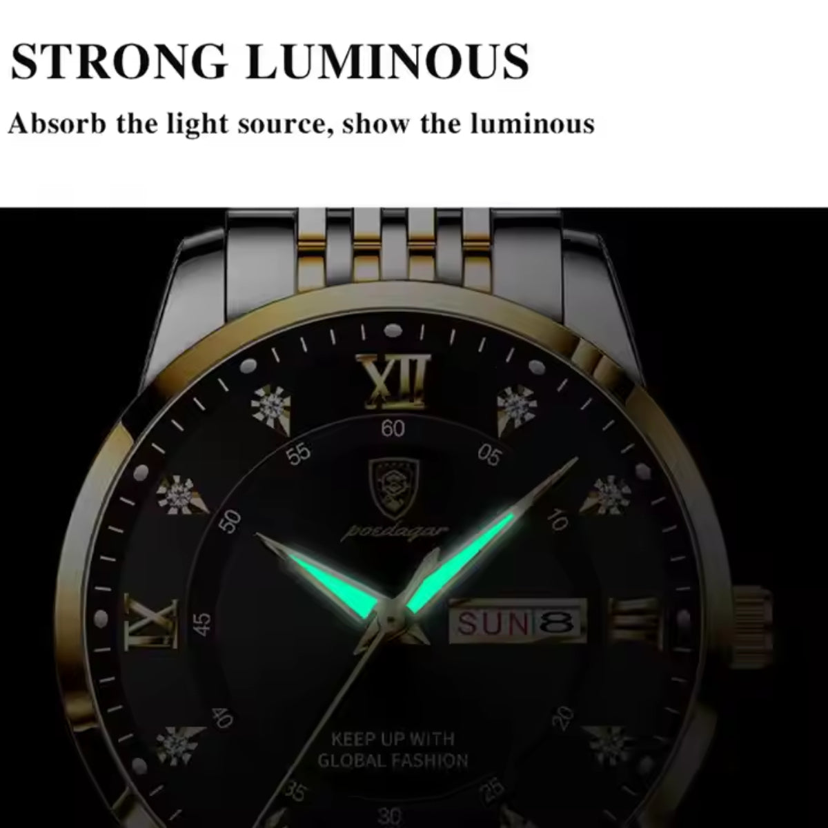 Fashion Business Casual Waterproof Luminous Date Leather Wrist Watches
