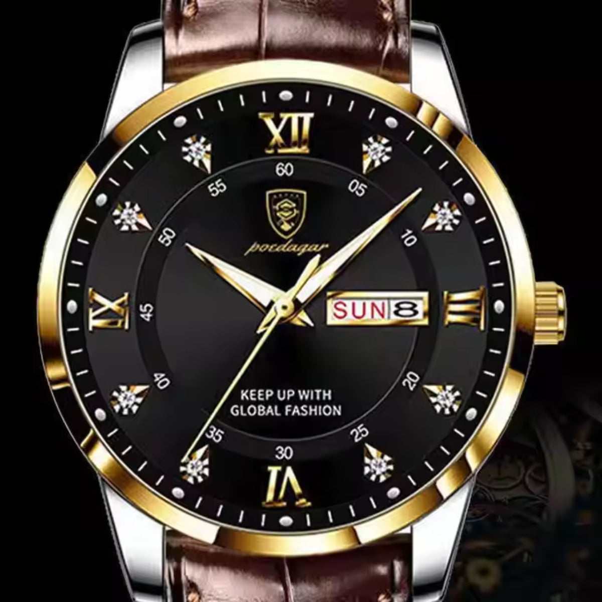 Fashion Business Casual Waterproof Luminous Date Leather Wrist Watches