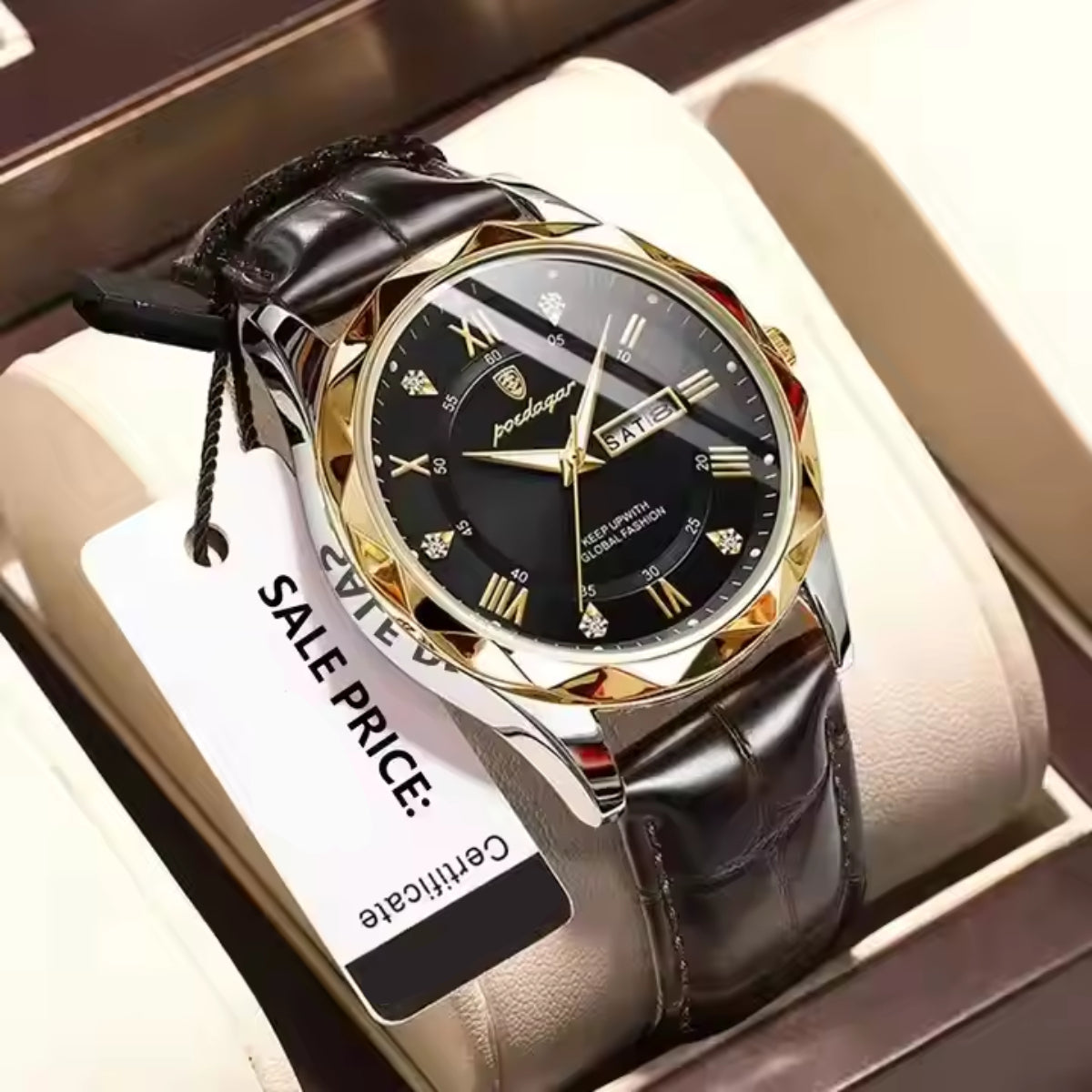 Fashion Business Casual Luminous Date Leather Wrist Watches
