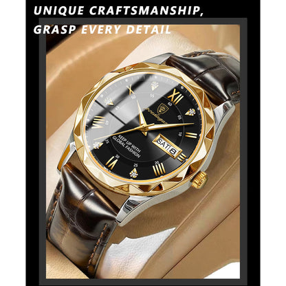 Fashion Business Casual Luminous Date Leather Wrist Watches