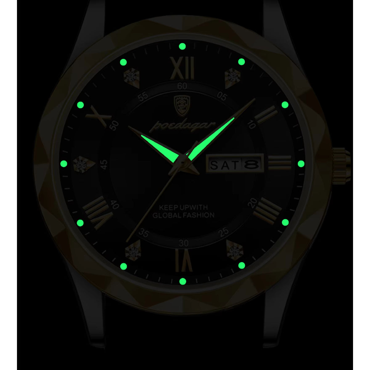 Fashion Business Casual Luminous Date Leather Wrist Watches